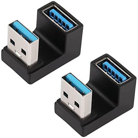 QIANRENON U-Shape USB 3.1 Adapter Converter 10Gbps 180 Degree USB A Male to Female Coupler Connector,Support Data Transfer OTG 5V/3A Fsat Charging, for PC Laptop Power Bnak 2Pcs Cover