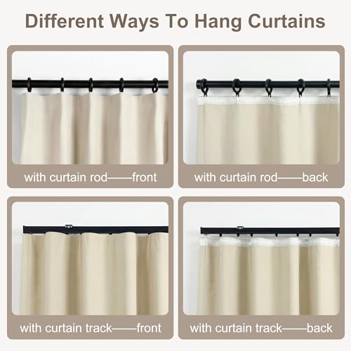 Image of hoeflife Blackout Curtains for Bedroom Room Darkening Curtains for Living Room Ceiling Door Curtain（Beige Drape 1 Panel,W52 x L96