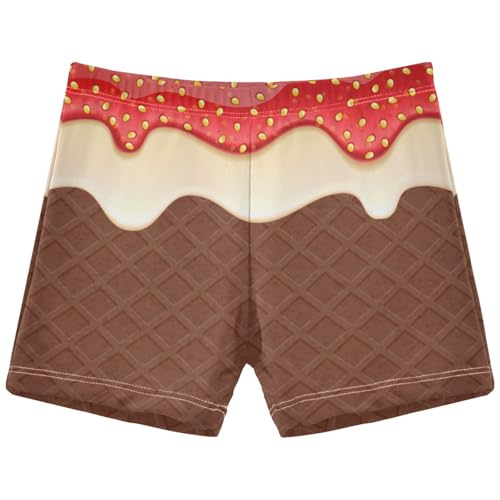 Boys Swim Trunks Quick Dry Bathing Suit Strawberry Ice Cream Brown Toddler Swim Shorts Boardshorts Swimwear 3-10
