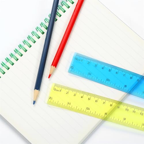 JCKHXG 8pcs Color Transparent Ruler Plastic Rulers,Ruler 12 Inch with Inch and Metric Graduations,Suitable for Engineering Drawings and Offices Family.