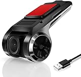 Dash Cam per Android Auto USB DVR 1080P Impermeabile Dashcam Visione Notturna Dash Camera Registrazione Full HD Telecamera per Auto Videocamera 170° Grandangolo Loop Record