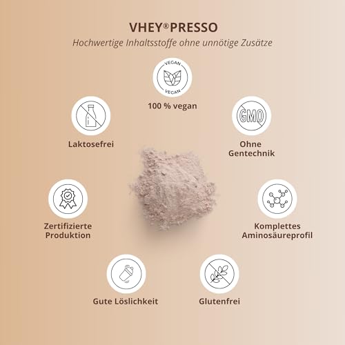 Nutri + Protein Iced Coffee Vanille - Vheypresso Eiweiß Kaffee mit Koffein 800 g Pulver ohne Laktose, Whey + Gluten - Proteinkaffee