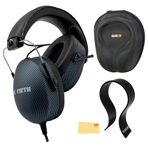 Vic Firth SIH3 Stereo Isolation Headphones Bundle with Case Stand and Austin Bazaar Polishing Cloth