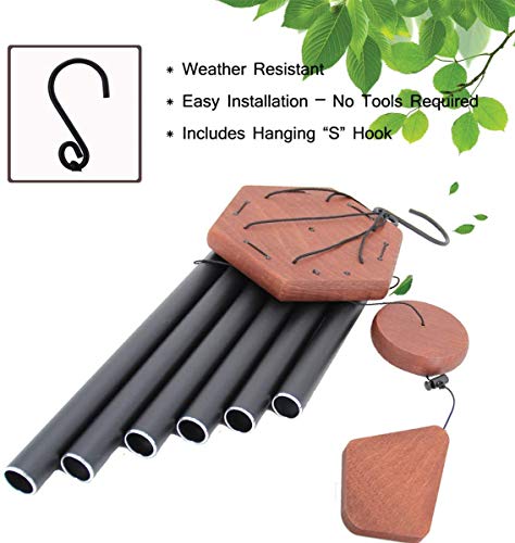 Image of Nature's Melody Aluminium, Wood Windchime (28 inch, Black)