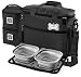 Dog Travel Bag - Week Away Tote For Med And Large Dogs - Includes Bag, 2 Lined Food Carriers, Placemat, and 2 Collapsible Bowls (Black)