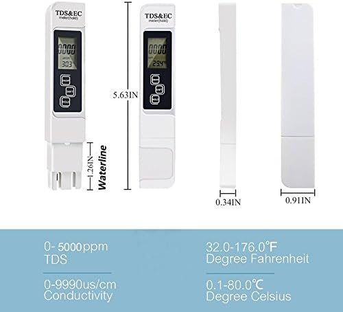 YAKAMOZ 3-in-1 Water Quality Test Meter, TDS EC and Temperature Meter for Aquarium Fishing Swimming Pools