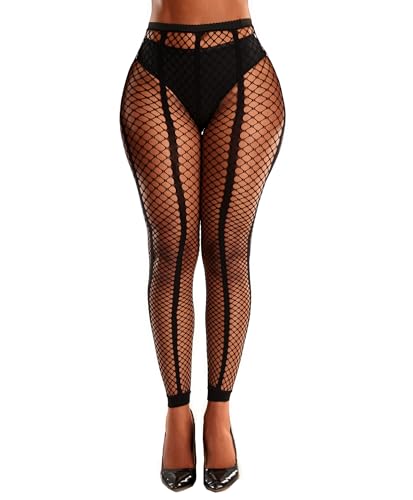 XIUSEMY Womens Fishnet Tights Sexy Stockings Black Stripe Pantyhose Leggings Lingerie