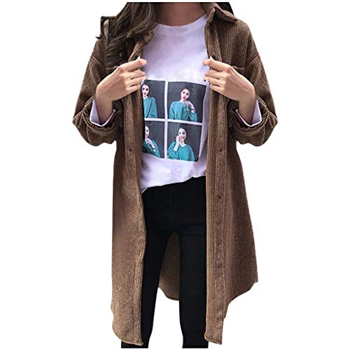 BXzhiri_Women Coat Women Winter Corduroy Ladies Turn-Down Collar Coat Outwear Long Cardigan