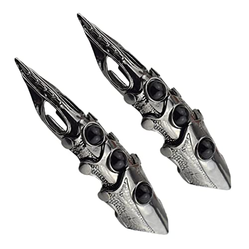 KALLORY 8 Pçs Preto Gótico Para Cosplay Traje Dedo Médio Adereços Atividade De Halloween Estanho Dec