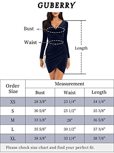 GUBERRY Womens Sexy Bodycon Dress for Wedding Guest Elegant Long Sleeve Mini Homecoming Dresses(Dark Navy,Medium)