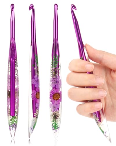 Image of Coopay Crochet Hooks, 6.5mm Ergonomic Crochet Hook with Floral Plastic Grips, Stylish and Unique, Ideal for Crocheting Blankets, Dolls, Shawls, Hats, Scarves (K-6.5mm)