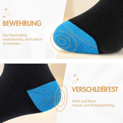 NUOZA 12 Paar Business Socken Herren 43-46 Schwarz Baumwolle Tennissocken – Ansicht 3