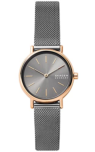 Skagen Watch for Women Signatur Lille, Two Hand movement, 30mm Rose Gold Recycled Stainless Steel (At Least 50%) case with a Stainless Steel Mesh strap, SKW2996