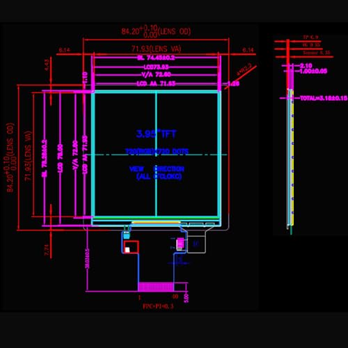 Image of TekGroAml 4 Inch 720x720 IPS Square Touch LCD Display, H /D Video Port | mini Touchscreen for PC Sensor Panel, DIY Dashboard and Embedded Projects