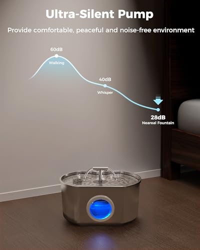 image for Neareal Cat Water Fountain Stainless Steel - Pet Drinking Fountain for