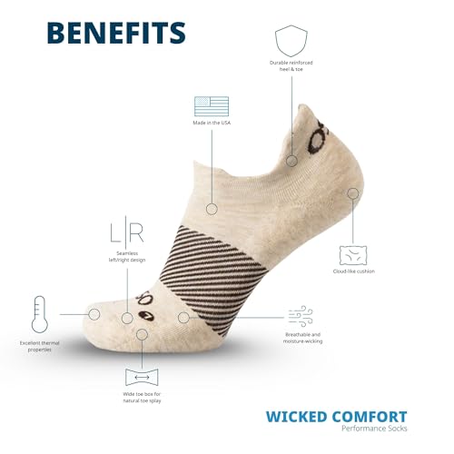 OS1st Wicked Comfort Merino Wool No Show Socks – Max Cushion, Light Compression, Blister Protection, Breathable3