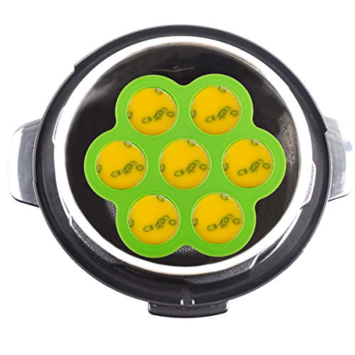 Hhyn Silicone Egg Bites Molds Compatible with Instant Pot Accessories - Fits 5, 6, 8 qt Pressure Cooker, Reusable Baby Food Storage Container and Freezer Tray with Lid Sous Vide Egg Poacher, Green