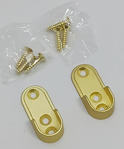 One Pair Screw-In Oval Open Shape End Supports with Installation screws Matt Brass
