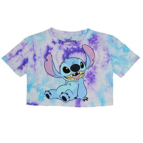 Disney Junior Stitch Tie Dye Crop Top, Shirt for Girls, Blue, XXL