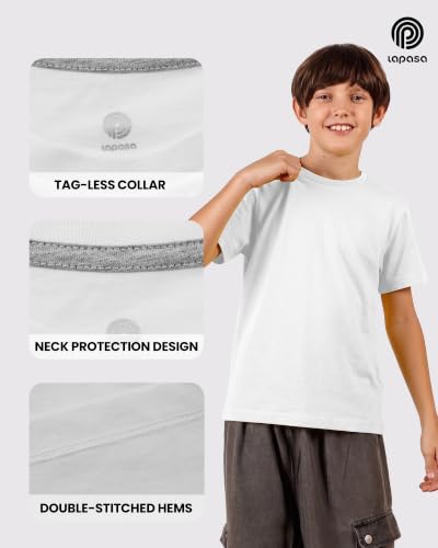 Image of LAPASA Boys & Girls Cotton T-Shirts 4 Pack Tagless Tees for 3T-13Y Kids K01