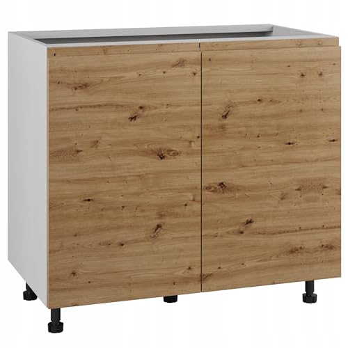 Laclar LUGO Küchenunterschrank 90 cm - 2-türig ohne Griff - Unterschrank mit MDF Fronten & Einlegeboden - modernes Küchenschrank-Modul zur Selbstmontage - höhenverstellbar - weiß/Artisan-Eiche Laclar LUGO Küchenunterschrank 90 cm - 2-türig ohne Griff - Unterschrank mit MDF Fronten & Einlegeboden - modernes Küchenschrank-Modul zur Selbstmontage - höhenverstellbar - weiß/Artisan-Eiche