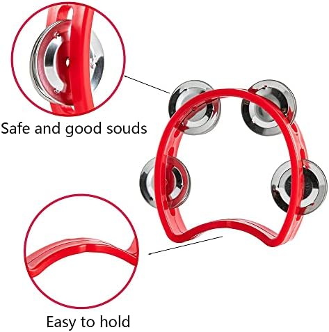8 pcs Percussion Tambourine Hand Bell Mini Plastic Held Tambourines Half Moon Adults with Metal Jingles Jingle Musical Toys Rhythm Instruments for Boys Girls Kinder Garten Party Family Gatherings 3 41ifN1NA9mL. AC