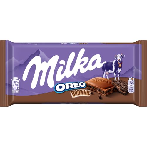 Milka Oreo Brownie Tableta de Chocolate con Leche y Trozos de Oreo, 100 g