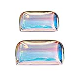 Jshend 2 Pcs Holographic Makeup Bag Clear Cosmetic Bag Organizer Large Capacity Iridescent Makeup...
