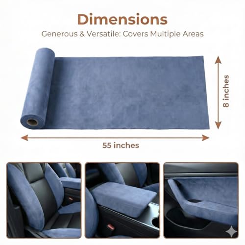 Image of Suede Fabric Wrap - Self Adhesive Film Sticker 8 x 55 Inches Silky Decal Sheet for Car Interior Furniture Upholstery DIY Elastic Stretch Peel and Stick French Blue