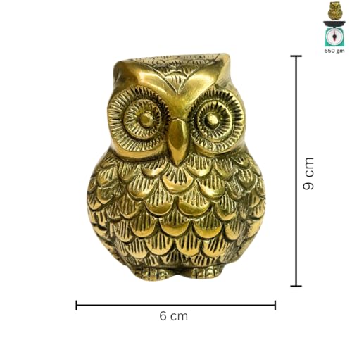 Image of Brass Owl Idol | Vastu Remedy for Wealth & Protection | Pure Brass Decorative Showpiece for Home, Office & Temple
