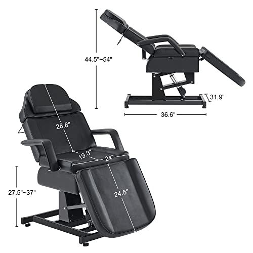 Barberpub Tattoo Table, Electric Tattoo Chair For Client, Facial Bed For Esthetician, Tattoo Bed With 3 Motors Electric Adjustment 2751 (Black) #TOP2