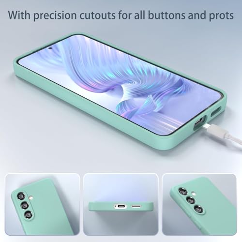 Image of DIZORO Microfiber Candy Case Compatible with Samsung S26 Plus 5G Smooth Touch Cushion Liquid Soft Silicone Gel Rubber Phone Cases Non-Slip Full Body Protective Shockproof Back Cover - Mint Green