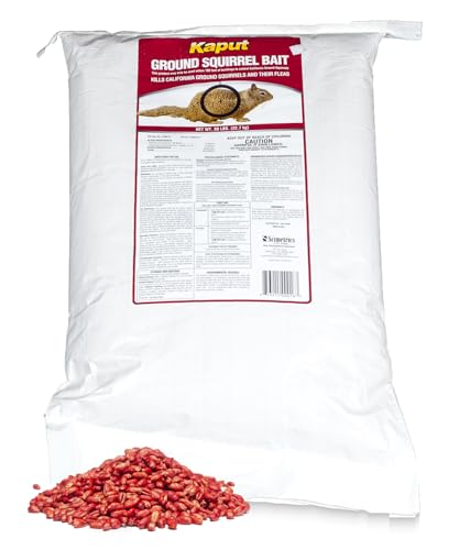 Kaput Ground Squirrel Bait - Effective Fleas & Squirrel Killer with Diphacinone & Imidacloprid - Targeted Pest Control for Outdoor Use (50 lbs)