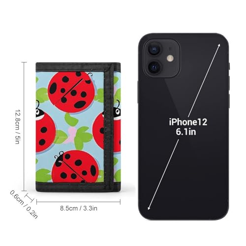 Red Ladybug Pattern Wallets for Man Women, Slim Trifold Wallet with ID Window, Durable Credit Card Holder for Travel2