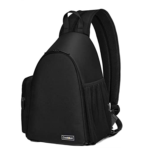 Cwatcun Bolsa para Cámara, Bolsa de Hombro para cámara Mochila Impermeable DSLR Compatible con Sony Canon Nikon Cámara y Objetivo Accesorios para trípode (Negro)