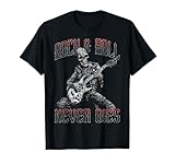 Rock and Roll Never Dies Skeleton Vintage Rock Music T-Shirt