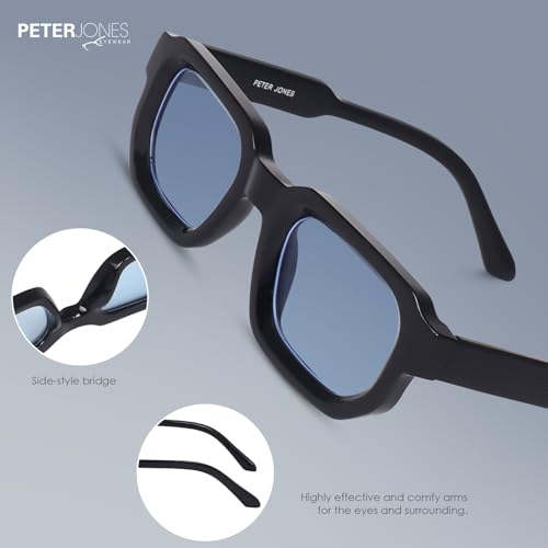 Image of Peter Jones Blue Unisex Broad Frame Square UV /UB Protected Sunglasses (3887TB)