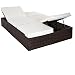 Produktbild Casaria® Sonnenliege 2 Personen mit Klapptisch 7cm Auflagen Wetterfest Gartenliege 400kg Belastbar Liegestuhl Verstellbar Braun Creme 196x116cm