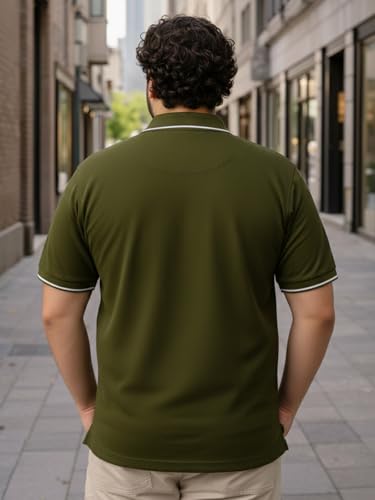 Image of Veirdo Men's Classic Fit Plus Size Polo T-Shirt, Half Sleeve, Stylish Cotton Tee, Formal & Casual Wear, Comfortable & Durable (3XL-5XL)