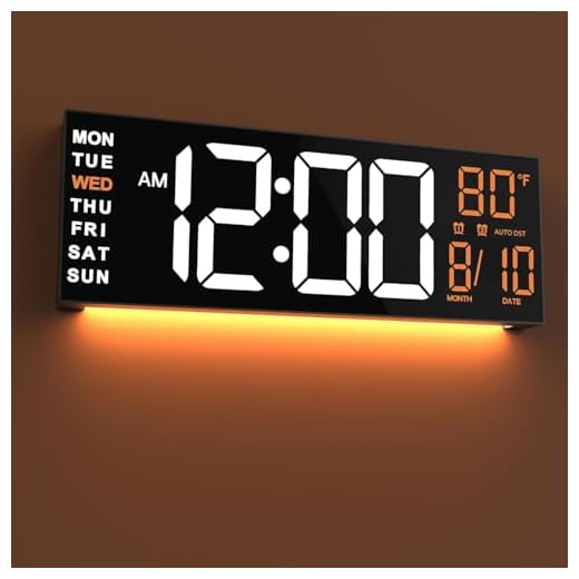 JALL 16" Large Digital Wall Mount Clock, Count Down Timer with Remote, Alarm, Big LED, RGB Color, DST, Temperature for Living Room Classroom Desk, Xmas, Birthday Gift for Senior Mom Dad, White Orange