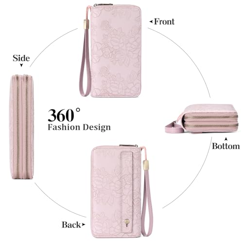 Image of GAEKEAO RFID Leather Wristlet Wallet for Women with Grip Strap