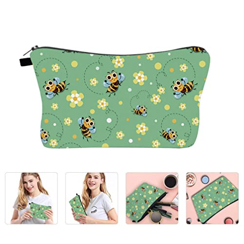Lurrose Travel Makeup Bag Waterproof Bee Printing Cosmetic Bag Novelty Cosmetic Pouch Toiletry Bag Portable Cosmetic Makeup Pouch Bags for Home Office Travel - Image 2