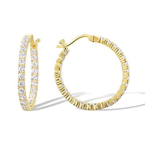 Santuzza 925 Sterling Silver Huggie Hoop Earrings Cubic Zirconia Cuff Pierced Earring2