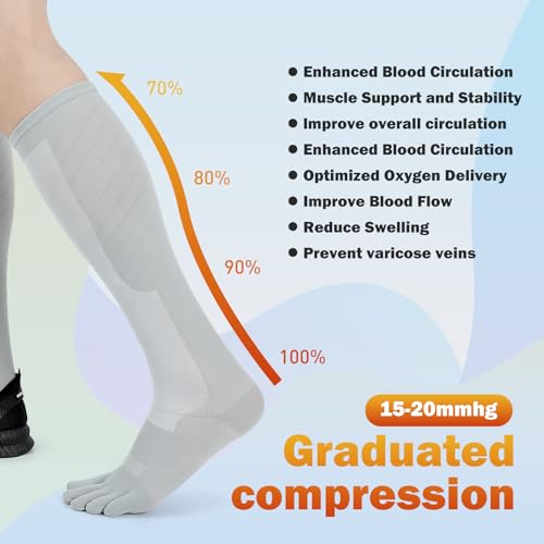 Toe Socks Compression Socks for Women & Men Knee High Socks Graduated Support for Running,Nurses,Flight3