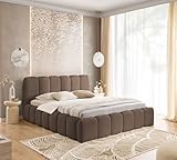 DIMENSIONS - Le lit est disponible en 5 tailles : 120x200 cm (Largeur totale : 148 cm), 140x200 cm (Largeur totale : 168 cm), 160x200 cm (Largeur totale : 188 cm), 180x200 cm (Largeur totale : 208 cm), 200x200 cm (Largeur totale : 228 cm). Autres dimensions générales : longueur totale : 231 cm, hauteur totale : 97 cm, hauteur des côtés du lit : 37 cm.