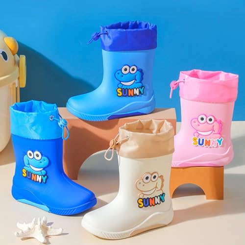 Boys Girls Dinosaur Rainboots Easy-On Lightweight Waterproof Rubber Boots Adjustable Outdoor Playing Rain Boots3
