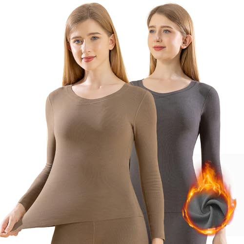 La Mejor Lista de Térmicos para Mujer para comprar online. 44 HGFBSFAA Paquete de 2 Blusas Termicas Dama Manga Larga, Ropa termica Mujer Frio Extremo, Ropa Interior Térmica Frio Mujer con Corte Entallado Acanalado, Ropa Capa Base Invierno...