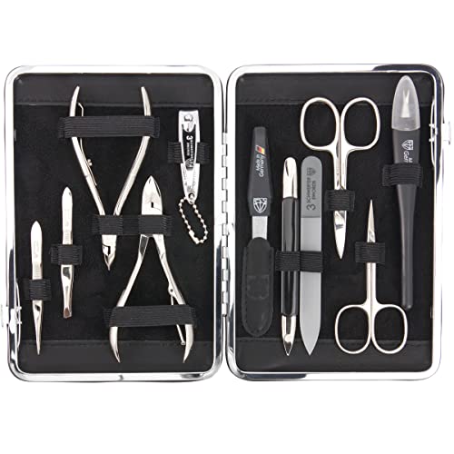 Kit de manucure 3 Swords Germany en cuir véritable pour soin des ongles