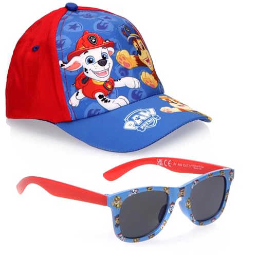 The Geeky Pop Patrulla Canina Gorra y Gafas de Sol para Niños – Set 2 Piezas Marcus, Ruben y Chase – Protección UV 100% – Ajustable – 5 a 12 Años