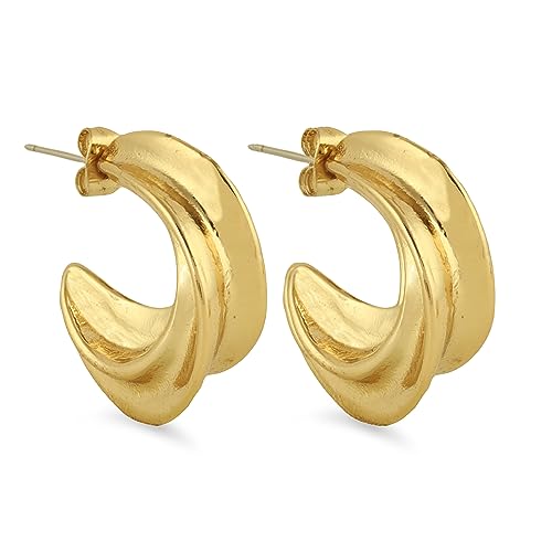 The Fun Company Fluffy Clouds Gold Plated Hoop Earrings | Lightweight And Stylish Jewellery | Beautiful Latest Accessories For Office & Casual Wear | Gifts For Women And Girls